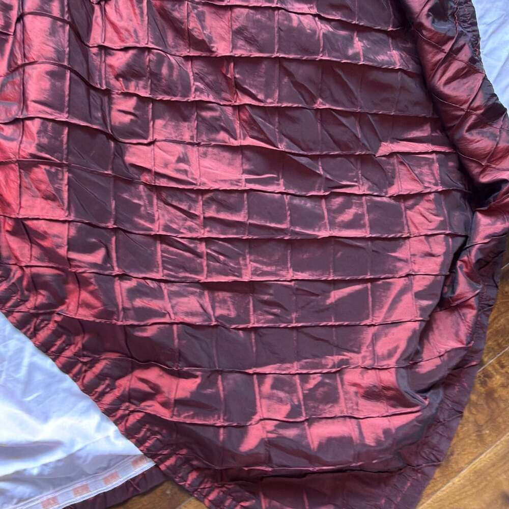 Burgundy Taffeta Pleated Ruffle Curtain Drapery Panel Lined 144” x 88” Elegant